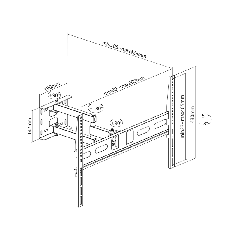 Uchwyt naścienny uniwersalny do LED TV (37-70") regulacja w pionie i poziomie