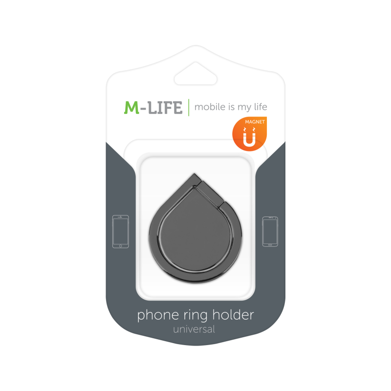 Uchwyt uniwersalny typu pierścień do telefonu czarny