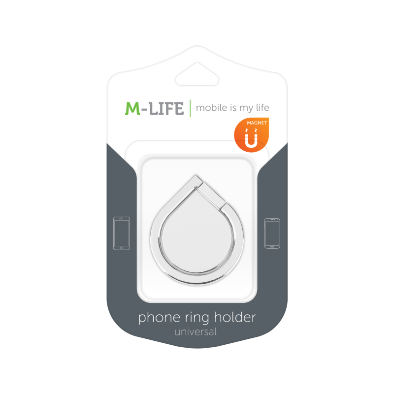 Uchwyt uniwersalny typu pierścień do telefonu srebrny