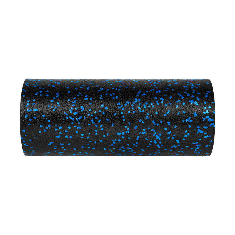 Wałek do masażu, roller piankowy gładki 14x33cm, kolor czarno-niebieski, materiał EPP, REBEL ACTIVE