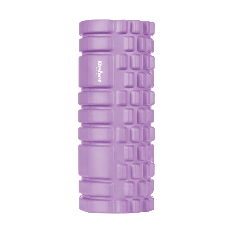 Wałek z wypustkami do masażu 14x33cm, kolor fioletowy, materiał EVA, REBEL ACTIVE