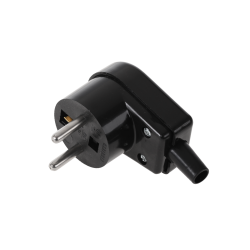 Wtyczka kątowa z uziemieniem czarna WT-20S-2