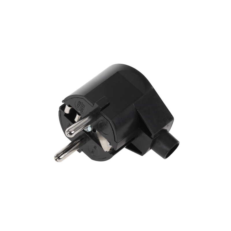 Wtyczka kątowa z uziemieniem unischuko czarna WT-20-2