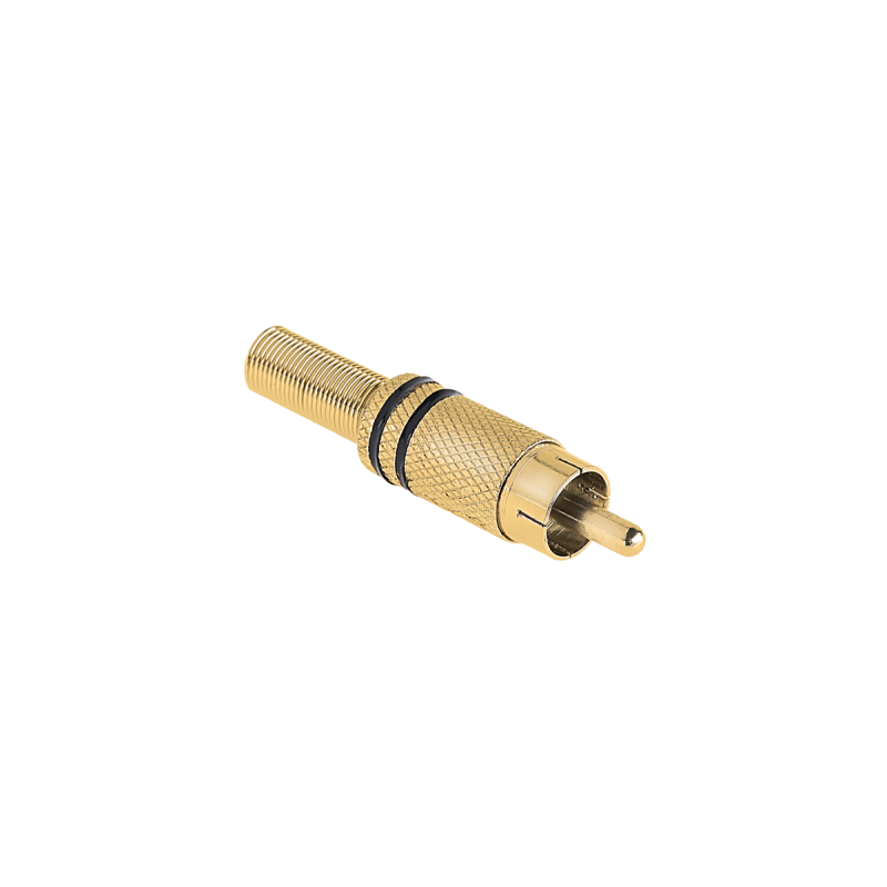 Wtyk RCA złoty dwa paski czarne