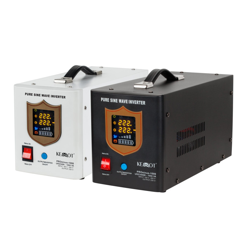 Zasilacz awaryjny KEMOT PROsinus-1000 przetwornica z czystym przebiegiem sinusoidalnym i funkcją ładowania 12V 230V 1000VA/700W 