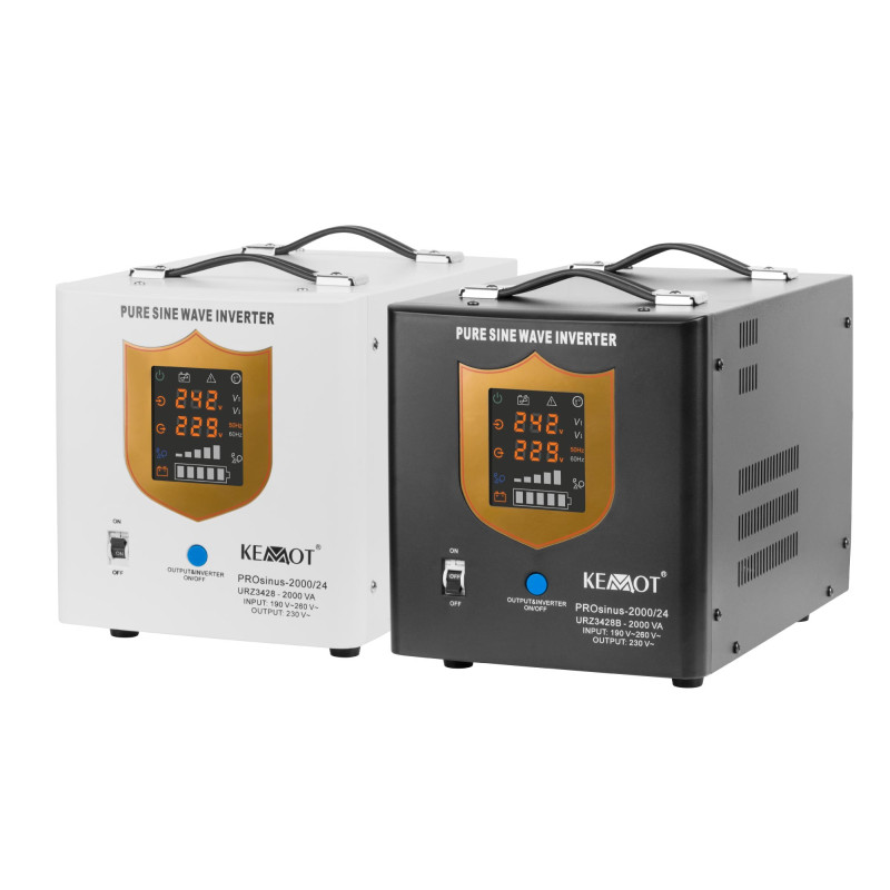 Zasilacz awaryjny KEMOT PROsinus-2000/24 przetwornica z czystym przebiegiem sinusoidalnym i funkcją ładowania 24V 230V 2000VA/14