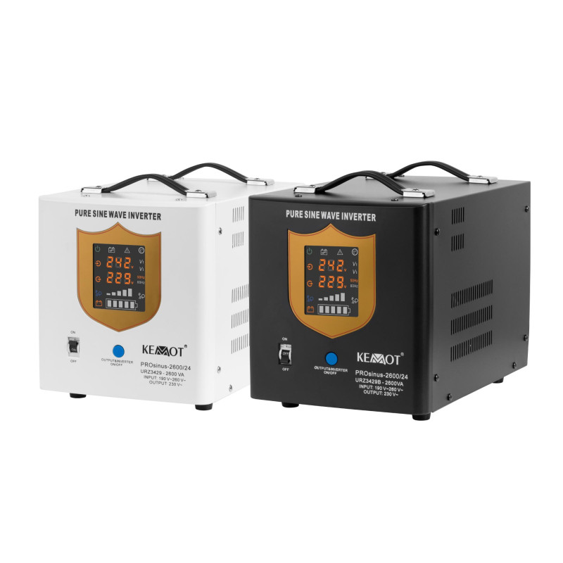 Zasilacz awaryjny KEMOT PROsinus-2600/24 przetwornica z czystym przebiegiem sinusoidalnym i funkcją ładowania 24V 230V 2600VA/18