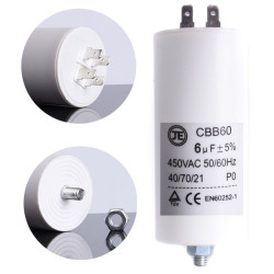 KONDENSATOR 6uF ROZRUCHOWY CBB60  33x92mm KONEKTORY