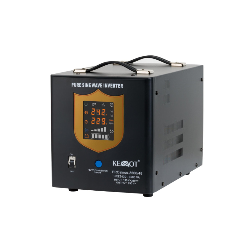 Zasilacz awaryjny KEMOT PROsinus-3500/48 przetwornica z czystym przebiegiem sinusoidalnym i funkcją ładowania 48V 230V 3500VA/24