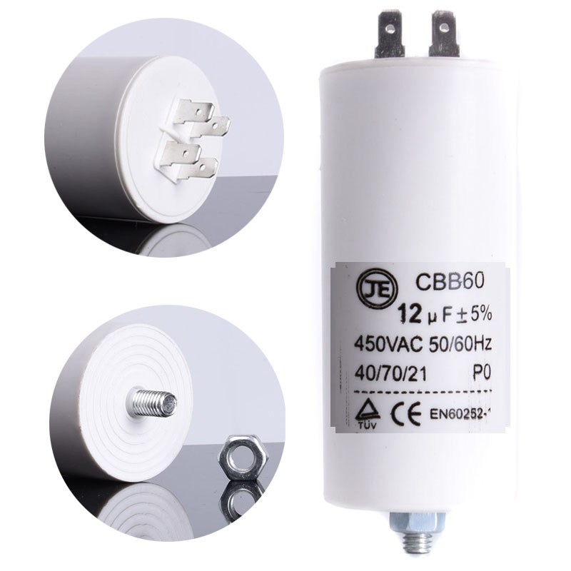 KONDENSATOR 12uF ROZRUCHOWY CBB65  40x77mm KONEKTORY