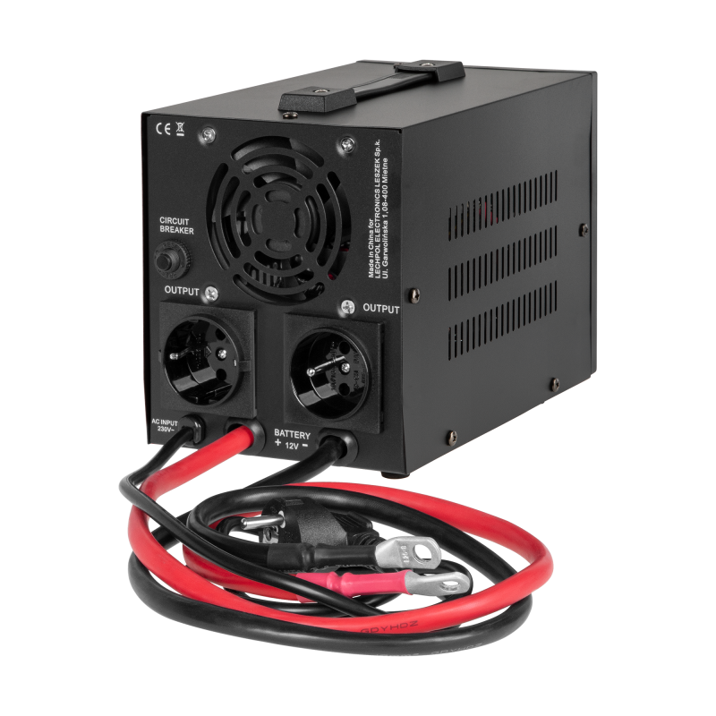 Zasilacz awaryjny Rebel POWER-800-LFP4 - przetwornica z czystym przebiegiem sinusoidalnym i funkcją ładowania 12V 230V 800VA/500