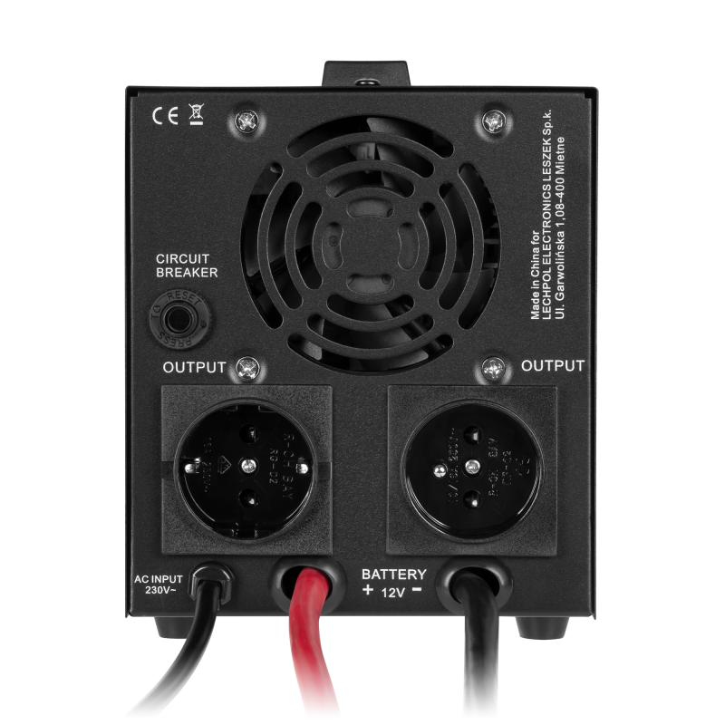 Zasilacz awaryjny Rebel POWER-800-LFP4 - przetwornica z czystym przebiegiem sinusoidalnym i funkcją ładowania 12V 230V 800VA/500