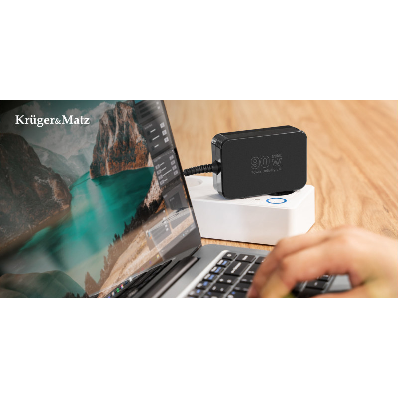 Zasilacz uniwersalny Kruger&Matz 90W z funkcją Power Delivery 7 końcówek