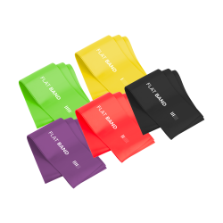 Zestaw gum do ćwiczeń lateksowe 2m - Flat Band LTs-1, 2,5-20 kg, 5 gum, REBEL ACTIVE