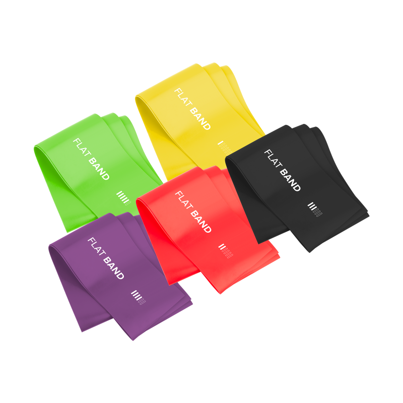 Zestaw gum do ćwiczeń lateksowe 2m - Flat Band LTs-1, 2,5-20 kg, 5 gum, REBEL ACTIVE