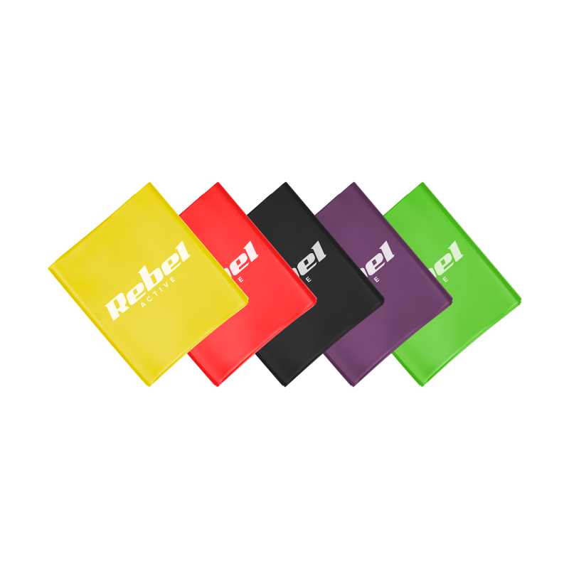 Zestaw gum do ćwiczeń lateksowe 2m - Flat Band LTs-1, 2,5-20 kg, 5 gum, REBEL ACTIVE