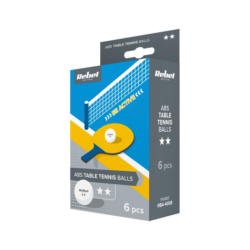 Zestaw piłeczek do tenisa stołowego * * , materiał ABS, 6 szt, REBEL ACTIVE