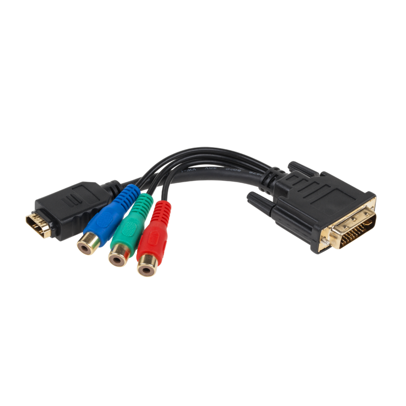 Złącze wtyk DVI (24+5) - HDMI gniazdo + 3 gniazda RCA