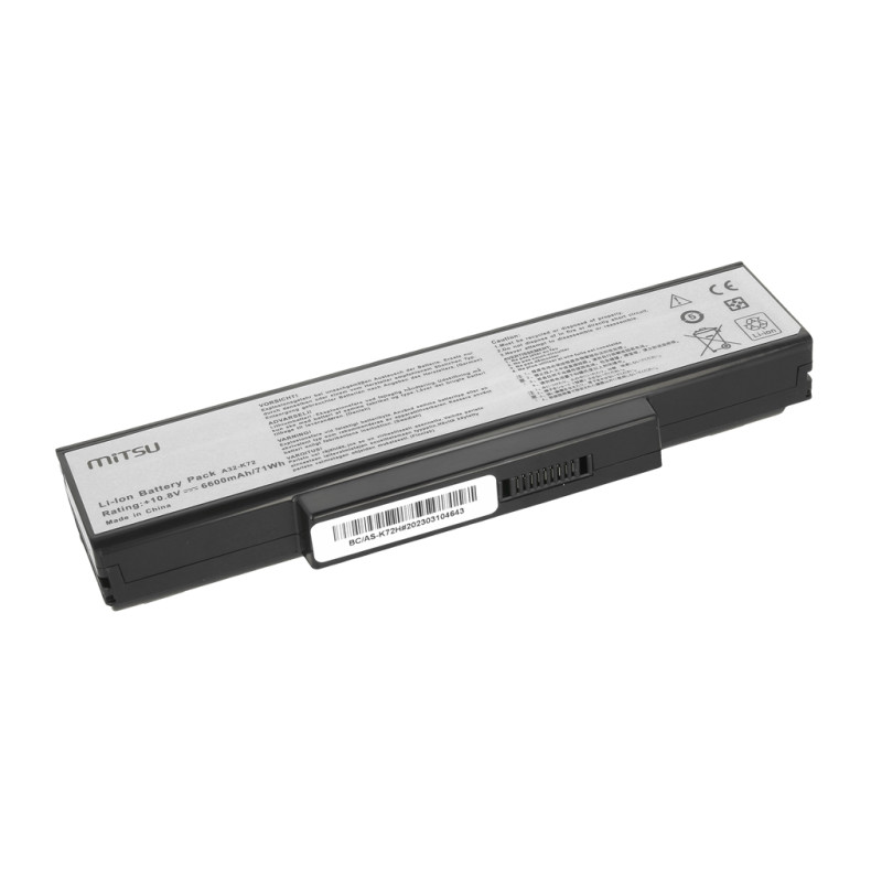 Bateria Mitsu do Asus K72, K73, N73, X77 (6600mAh)
