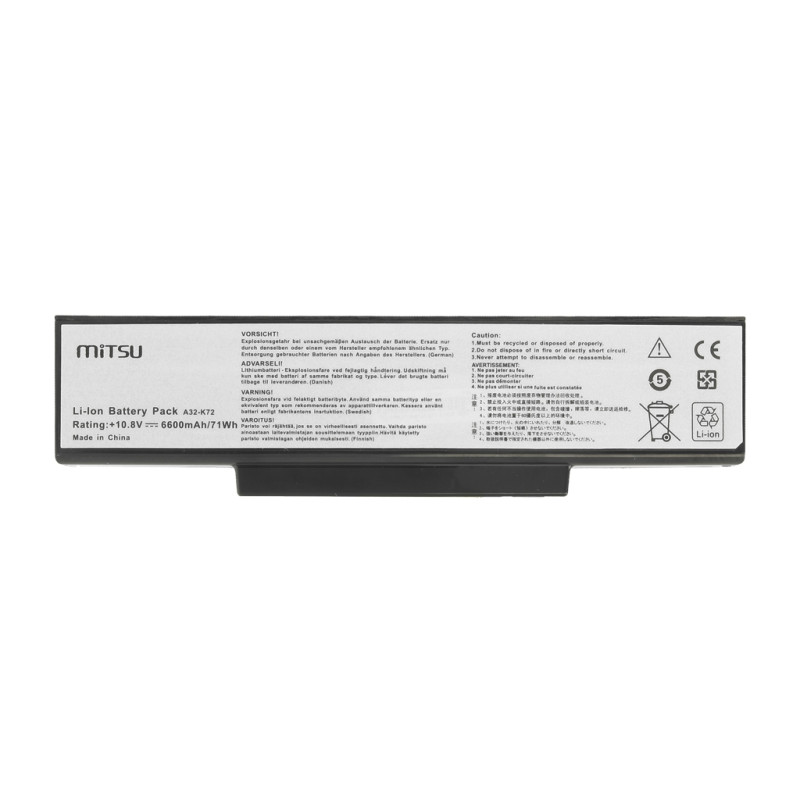 Bateria Mitsu do Asus K72, K73, N73, X77 (6600mAh)