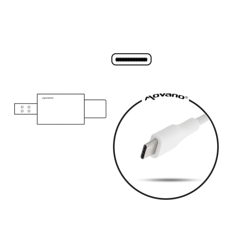 Zasilacz Movano 65W USB type C USB-C (white)