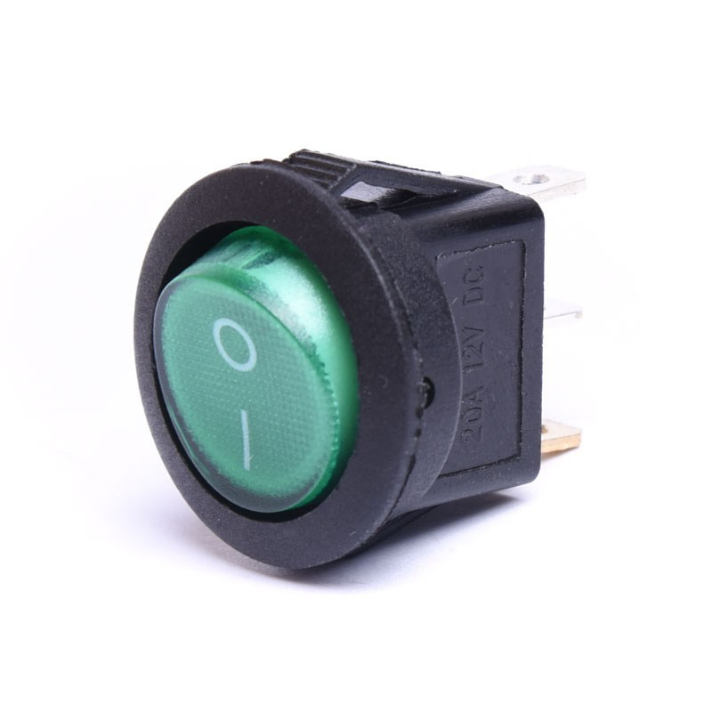 PRZEŁĄCZNIK 12V  OKRĄGŁY PODŚWIETLANY ZIELONY