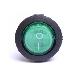 PRZEŁĄCZNIK 12V  OKRĄGŁY PODŚWIETLANY ZIELONY
