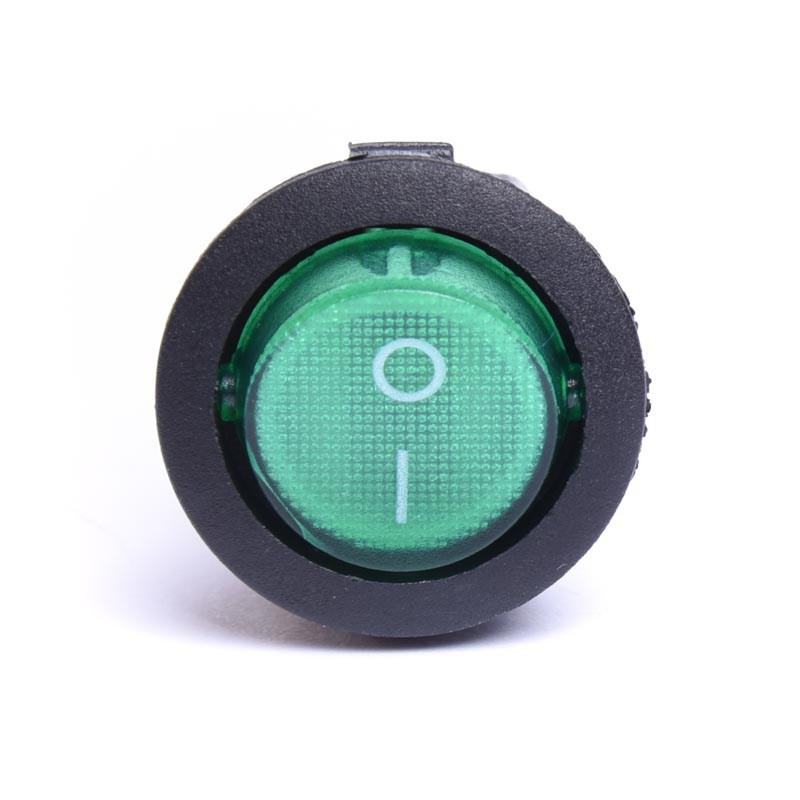 PRZEŁĄCZNIK 12V  OKRĄGŁY PODŚWIETLANY ZIELONY