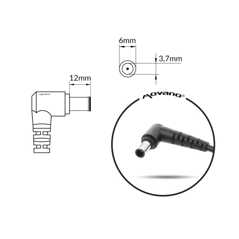 Zasilacz Movano 20v 14a (6.0x3.7 pin) 280W do Asus