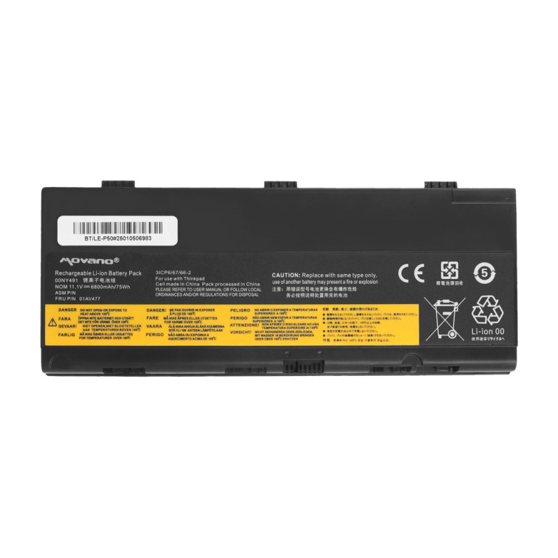 Bateria do Lenovo ThinkPad P50, P51, P52