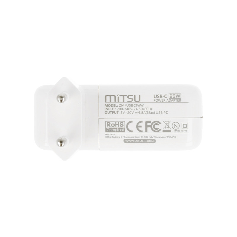 Zasilacz Mitsu 96W USB type C USB-C (white)