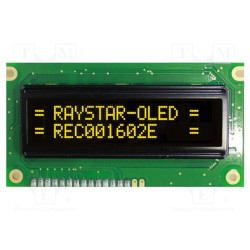 Wyświetlacz OLED 16x2 alfanumeryczny żółty do Arduino / ESP32 / Raspberry Pi – Raystar REC001602EYPP5N01