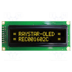 Wyświetlacz OLED alfanumeryczny 16x2 (2x16) żółty do Arduino / HD44780 – Raystar REC001602CYPP5N01