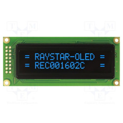 Wyświetlacz OLED alfanumeryczny 16x2 (2x16) do Arduino / HD44780 – Raystar REC001602CBPP5N01