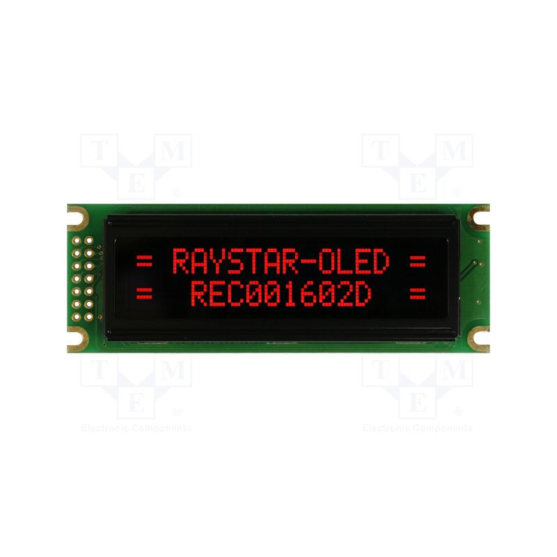 Wyświetlacz OLED 16x2 czerwony alfanumeryczny – Raystar REC001602DRPP5N01