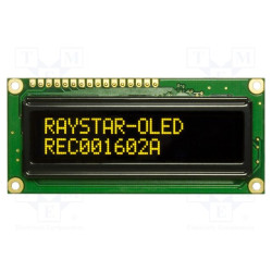Wyświetlacz OLED 16x2 żółty alfanumeryczny – Raystar REC001602AYPP5N01