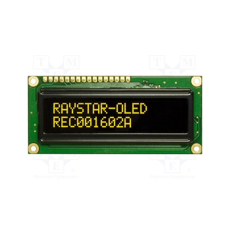Wyświetlacz OLED 16x2 żółty alfanumeryczny – Raystar REC001602AYPP5N01