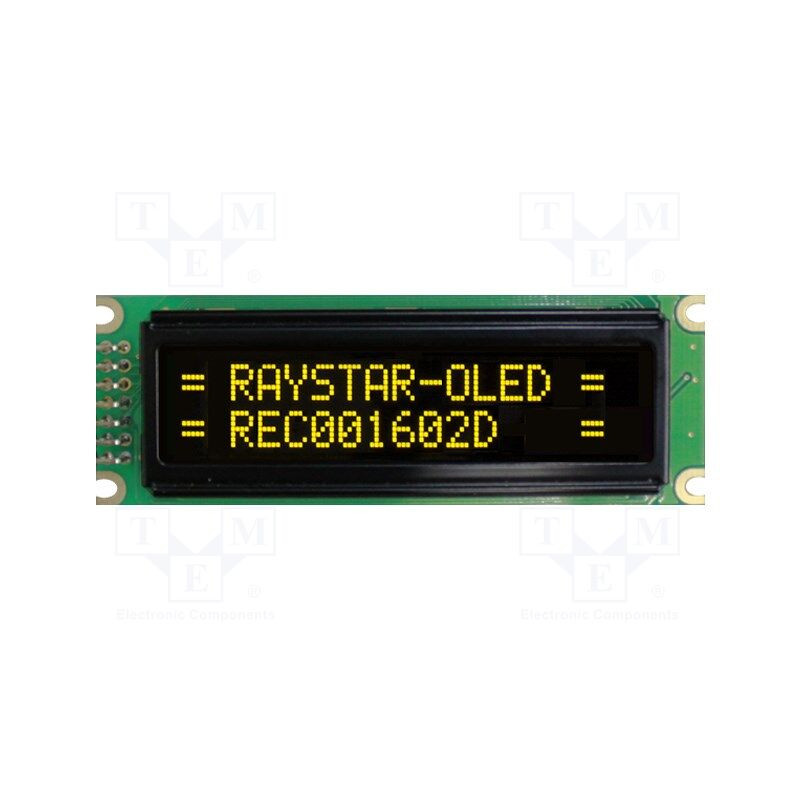 Wyświetlacz OLED 16x2 żółty alfanumeryczny – Raystar REC001602DYPP5N01