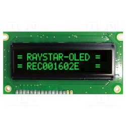 Wyświetlacz OLED 16x2 alfanumeryczny zielony – Raystar REC001602EGPP5N01