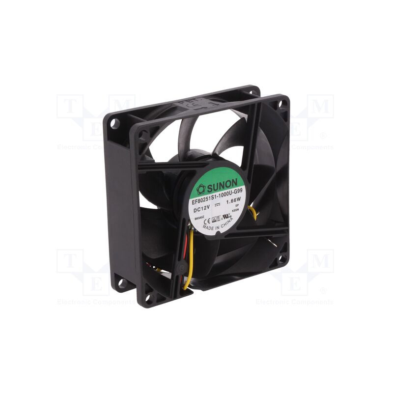 Wydajny wentylator 80x80x25 mm 12V Sunon do elektroniki i automatyki.