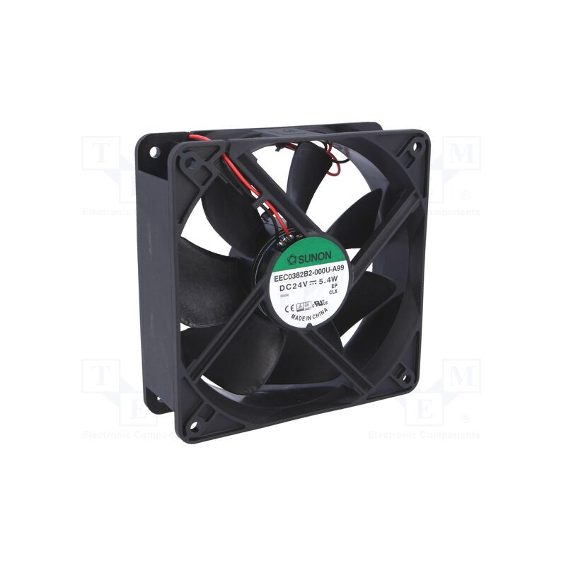 Mocny wentylator 120x120x38 mm 24V Sunon do zastosowań przemysłowych.