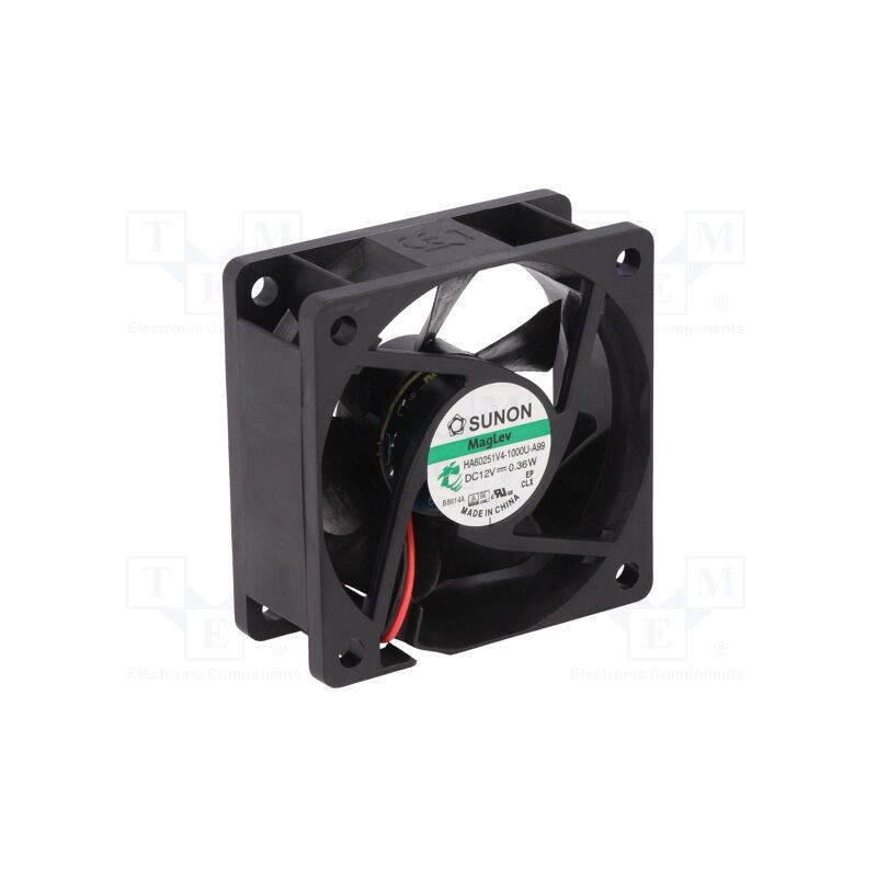 Cichy wentylator 60x60x25 mm 12V Sunon do elektroniki i automatyki.