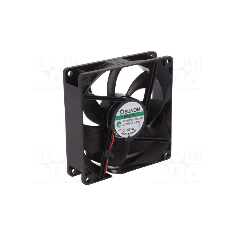 Wydajny wentylator 92x92x25 mm 24V Sunon do zastosowań przemysłowych.