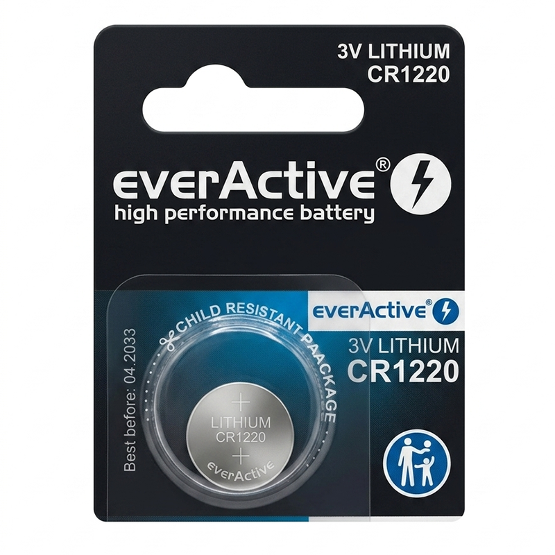 BATERIA CR 1220 EVER ACTIVE  PASTYLKOWA LITOWA  3V 40mAh 12,5x2mm 1szt.