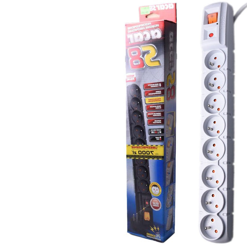 LISTWA ZASILAJĄCA ACAR S8 3m SZARA