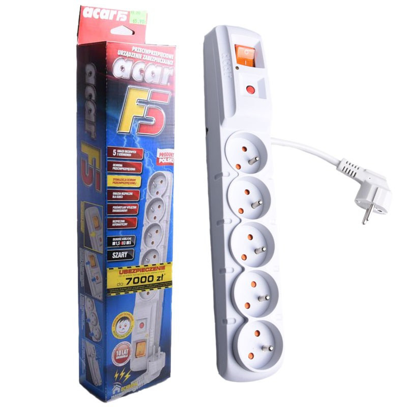 LISTWA ZASILAJĄCA ACAR F5 1,5m SZARA