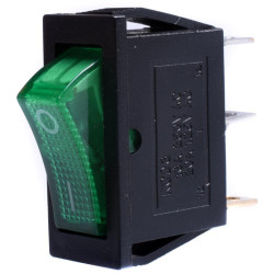 PRZEŁĄCZNIK AC230V PODŚWIETLANY ŚREDNI ZIELONY WĄSKI