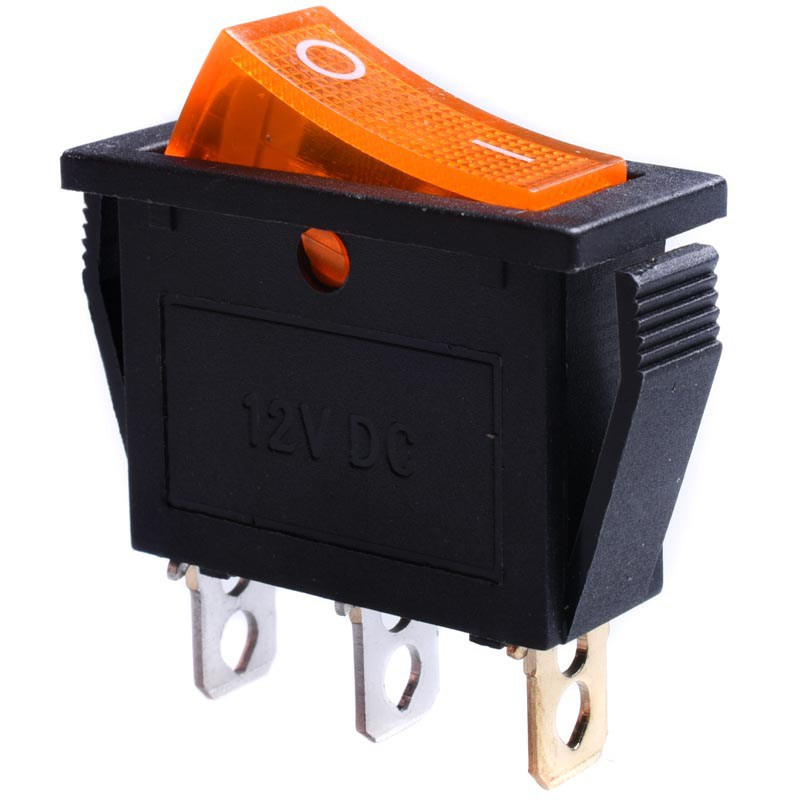 PRZEŁĄCZNIK 12V PODŚWIETLANY ŚREDNI ŻÓŁTY WĄSKI