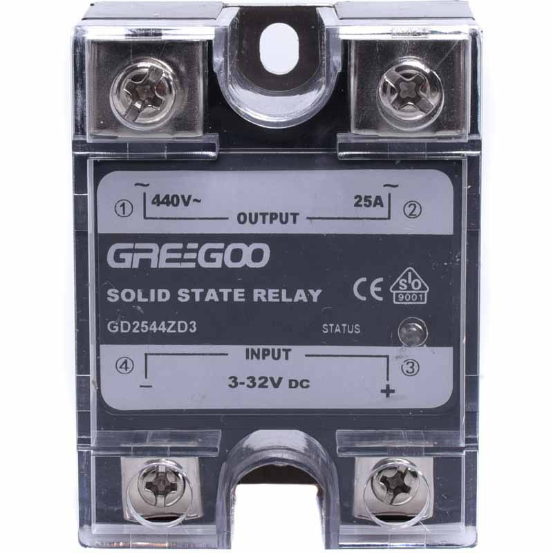 PRZEKAŹNIK SSR 25A DC (3-32V) AC(44-440V) (PÓŁPRZEWODNIKOWY) 1-FAZOWY GREEGO