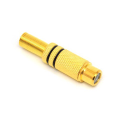 GNIAZDO RCA METAL CZARNE GOLD 4mm NA KABEL JLM
